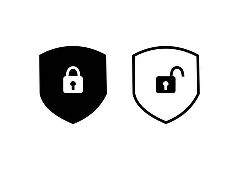 Data Privacy Security Shield Lock Icons Set Illustrazione stock
