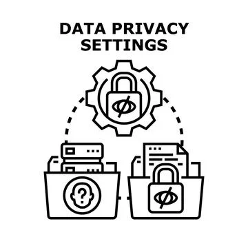 Data privacy settings protecting digital information security Stock Illustration