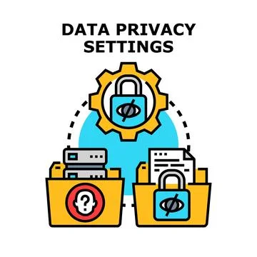 Data privacy settings protecting digital information security Stock Illustration