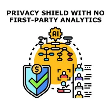 Data privacy shield blocking first party analytics with ai Stock Illustration
