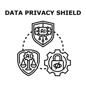 Data privacy shield concept protecting information security 스톡 일러스트