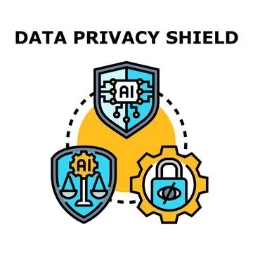 Data privacy shield concept protecting information security Stock Illustration