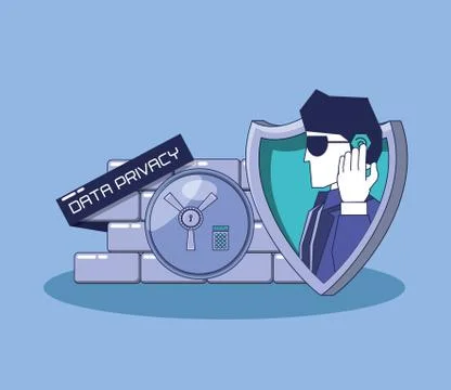 Data privacy with shield Stock Illustration