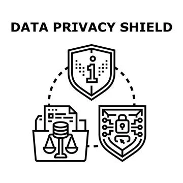 Data privacy shield protecting information and digital security 스톡 일러스트