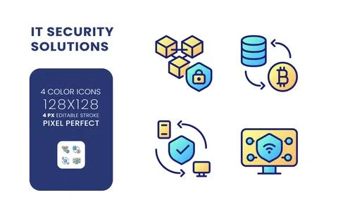 Data privacy solutions gradient fill desktop icons Stockillustratie