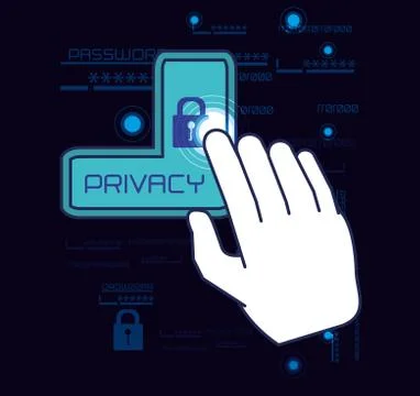 Data privacy technology set icons 스톡 일러스트