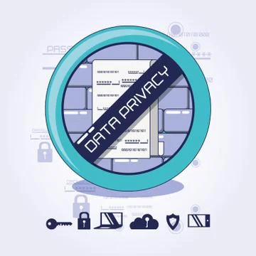 Data privacy technology set icons Illustrazione stock