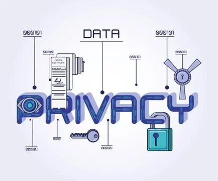 Data privacy technology set icons Illustrazione stock
