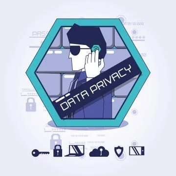 Data privacy technology set icons Stock Illustration