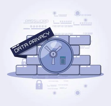 Data privacy technology set icons Illustrazione stock