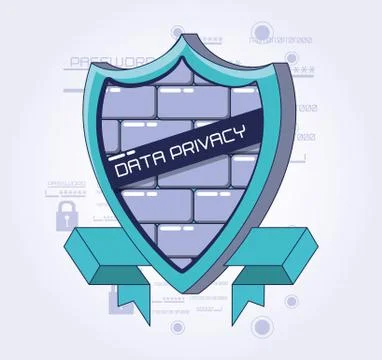 Data privacy technology set icons Illustrazione stock