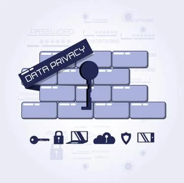 Data privacy technology set icons Stock Illustration