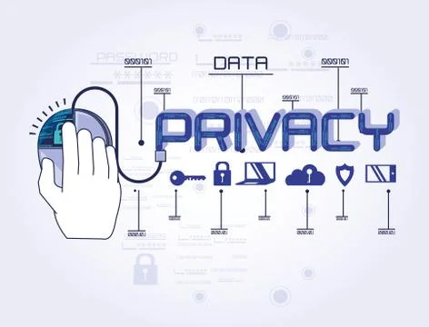 Data privacy technology set icons Stock Illustration