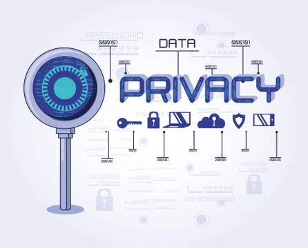 Data privacy technology set icons Illustrazione stock