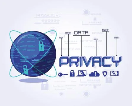 Data privacy technology set icons Stock Illustration