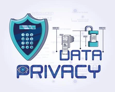 Data privacy technology set icons Stock Illustration
