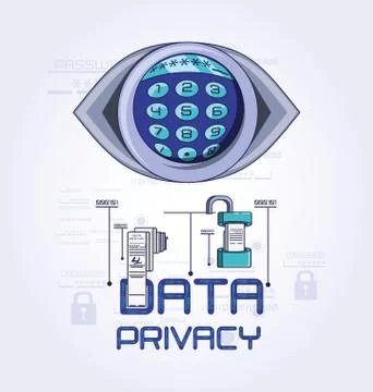 Data privacy technology set icons Stock Illustration