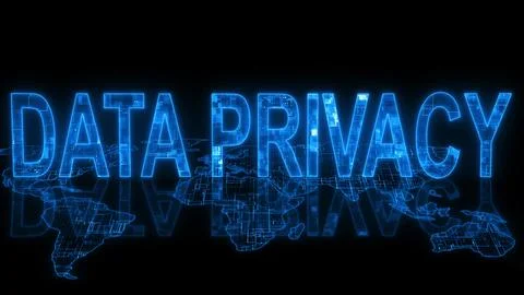 Data privacy text technology earth map glow イラスト素材