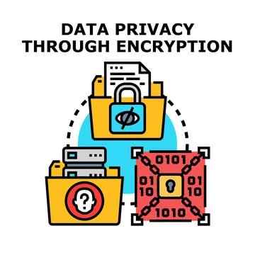 Data privacy through encryption protecting digital information Illustrazione stock