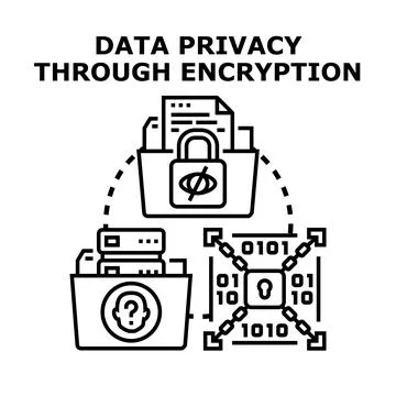 Data privacy through encryption protecting digital information Stock Illustration