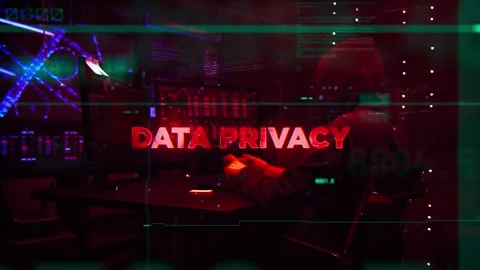 Data Privacy Word on Hacker concept technology futuristic data background Stock Footage 343460741
