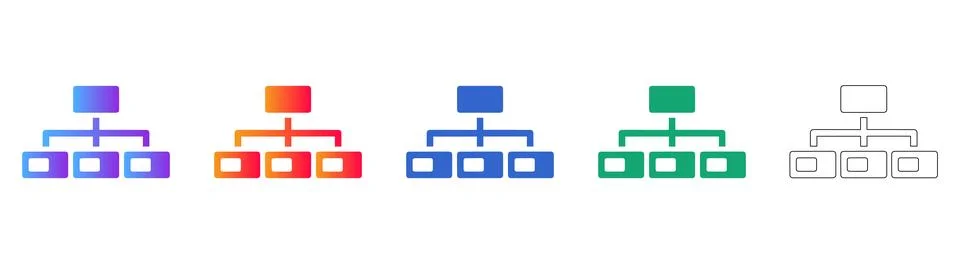 Data Process Hierarchy Icons Set 스톡 일러스트