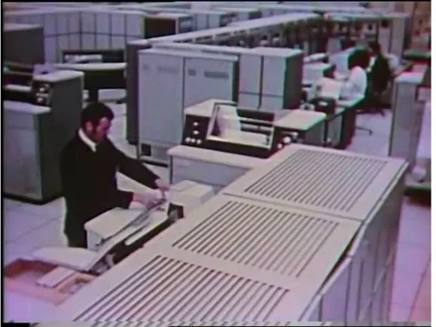 Data is processed for a test of an Apollo Command Module, in 1969. Stock Footage 75414285