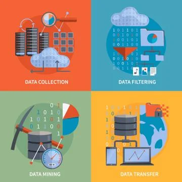 Data Processing 2x2 Design Concept Stock Illustration