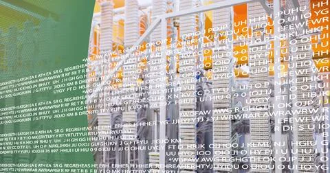 Data processing against close up of computer server against green technology Stock Photos