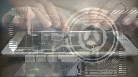 Data processing against mid section of woman using digital tablet Stock Footage 139807490