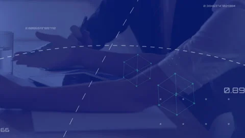 Data processing against mid section of office colleagues Stock Footage 143957005