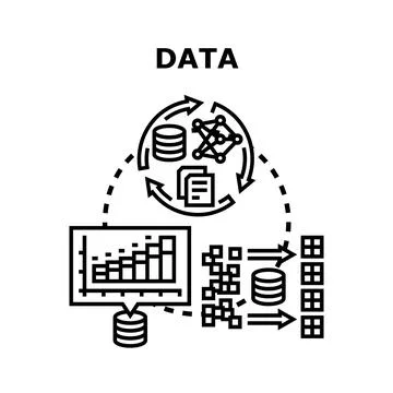 Data processing analytics concept with information management cycle Stockillustratie