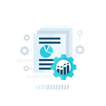 Data processing, analytics vector illustration Stock Illustration