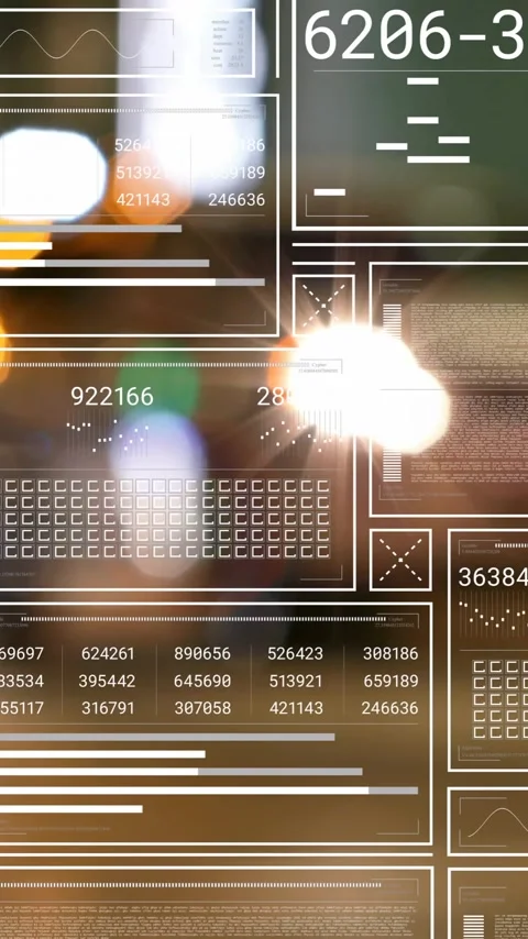 Data processing and analysis animation over blurred city lights background Stock Footage 342010624