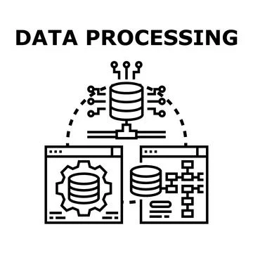 Data processing and analysis concept with database storage イラスト素材