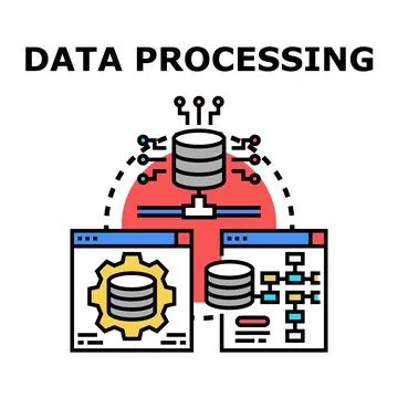 Data processing and analysis concept with database storage Stock Illustration