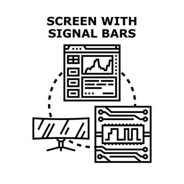 Data processing and analysis displaying signals on screen イラスト素材