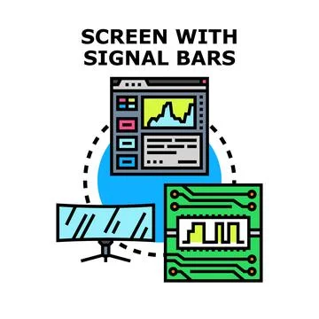 Data processing and analysis displaying signals on screen Stock Illustration