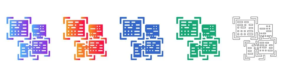Data Processing and Analysis Icon Set Stock-Illustration