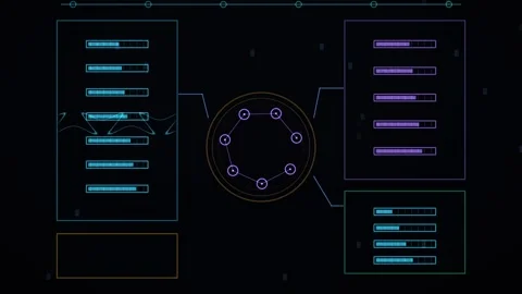 Data processing and analysis interface with graphs and bars Stock Footage 340334591