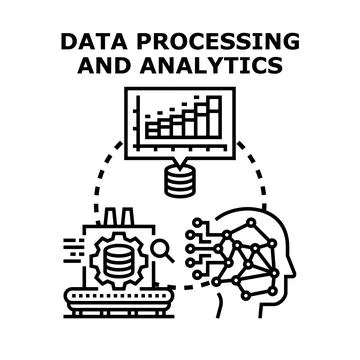 Data processing and analytics concept with information flow Stock Illustration