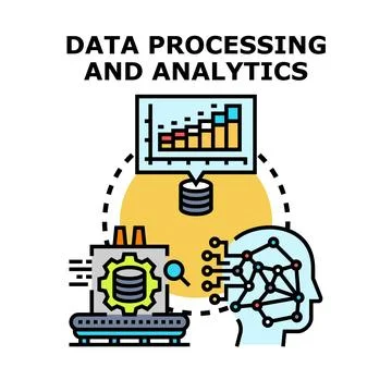 Data processing and analytics concept with information flow 스톡 일러스트