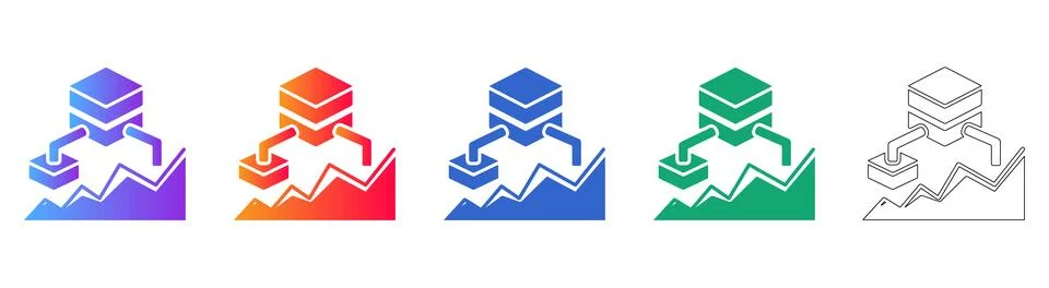 Data Processing and Analytics Icons Stockillustratie