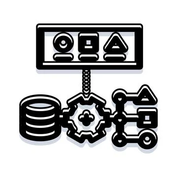 Data processing and analytics management system diagram Stock Illustration