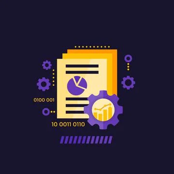 Data processing and analytics vector illustration Illustrazione stock