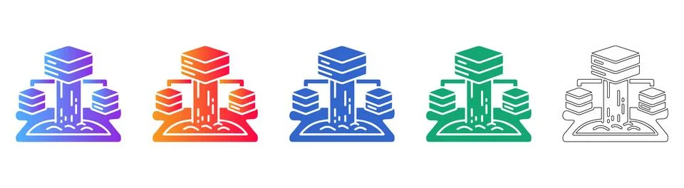 Data Processing and Cloud Storage Icons Stock Illustration