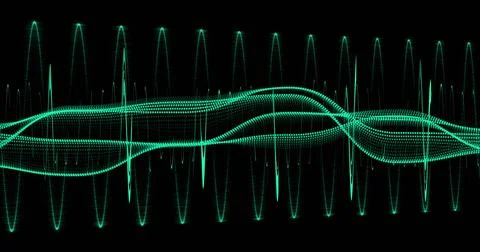 Data processing and connections on black background Illustrazione stock