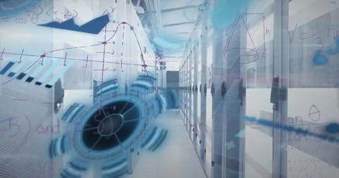 The data processing and digital information flowing through the network of Stockillustratie