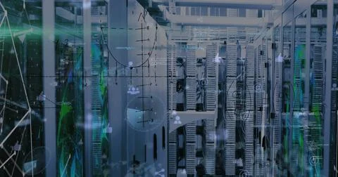 The data processing and digital interface concept is that computer servers Illustrazione stock