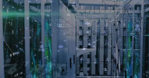 The data processing and digital interface concept is that computer servers Stock Illustration